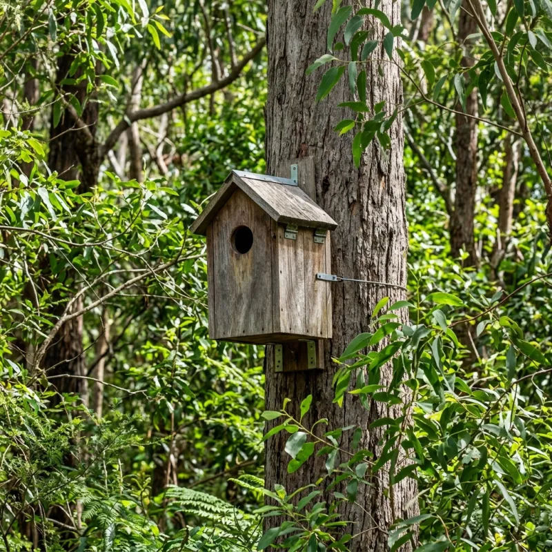 Animal nesting box installed as a humane alternative to a Gong Gong roof cavity