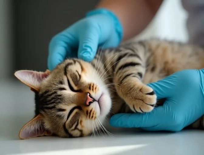 Specialist carefully handling a deceased cat with dignity in Gong Gong